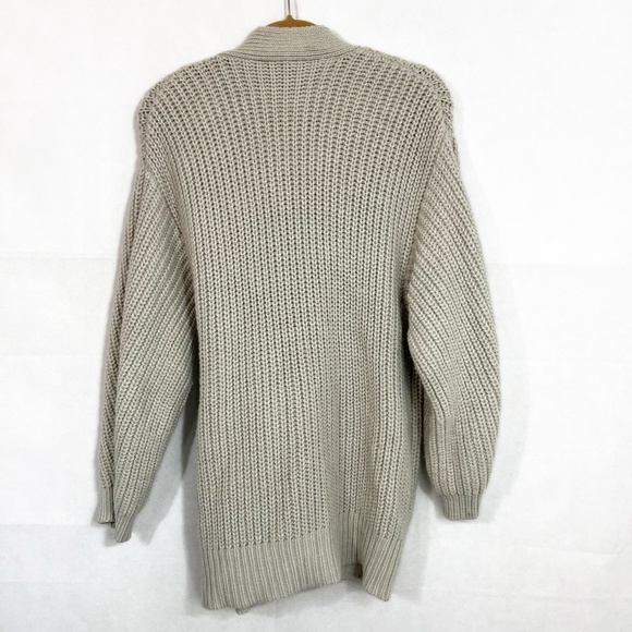 X Zara Gray Chunky Knit Tie Front Oversized Cardigan Sweater Blogger Favorite - Picture 4 of 7